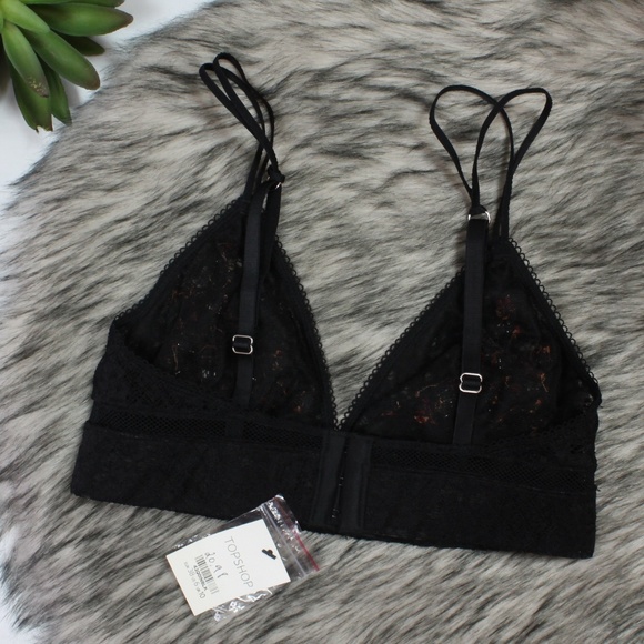 Topshop Black Lace Beaded Soft Bralette - Picture 3 of 5